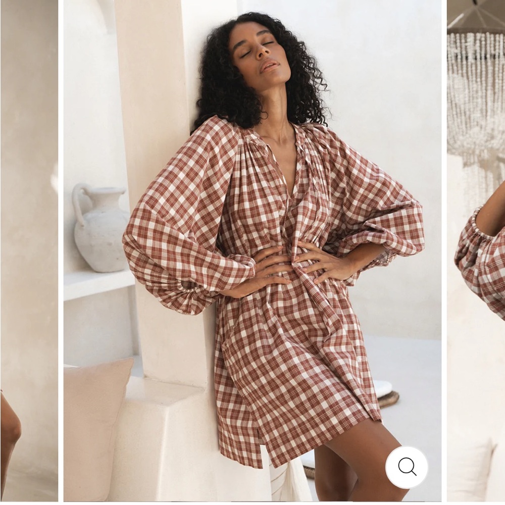 Daughters of India Plaid Dress in Red and White